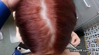 redhead milf anal in backoffice voyeur scene