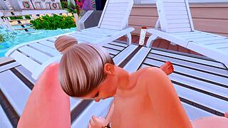 Her husband watches as stepson and stepmom engage in anal sex in a Sims 4 anime