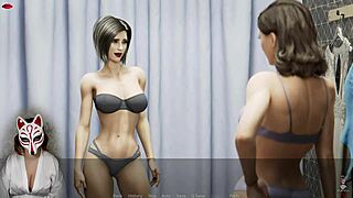 Two asian milfs with big tits get naughty in the changing room during ms denvers game episode nine