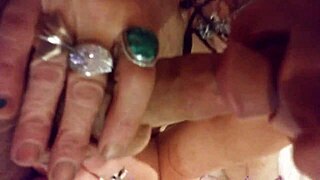 The lady performing a blowjob is a mature woman in this homemade video
