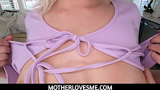 Vic, that sexy blonde, craves big dick and sucks her stepson's huge cock.