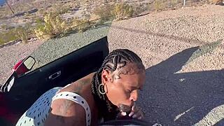Lovely milf Porsha Carrera gets fucked with the black dildo outside