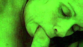 Mature woman engaging in oral activity