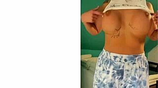 bending over for closer view of ripped clothes