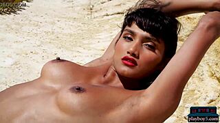 Angel Constance's Indian MILF Beauty Showcases Big Natural Tits in Playboy Solo Outdoor Model Shoot