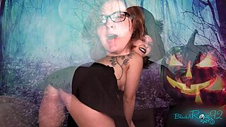 The pinstripe-clad brunette enjoys a demonic experience