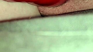 Natural big tits milf fucks a big dildo in different poses