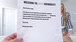Acceptance with college mate results in crazy screwing involving stepson, stepmother and best friend
