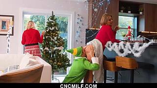 horny elf fucks stepmom and stepdaughter in hardcore threesome