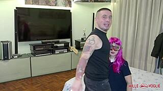 Some amateur Italian milf fucks a young student