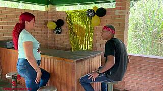 In an erotic video, a married woman dallies with a friend of her stepsons