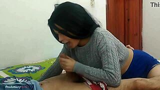 young venezuelan massages boyfriend's cock, sucks and rides