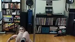 Black and White Skirt Strip Teasing with Big Tits