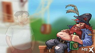Mature Visual novel character being Sensual handjob