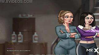 Mature Visual novel character being Sensual handjob
