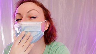 Relaxing ASMR session with surgical gloves featuring Arya Grander in a homemade solo video