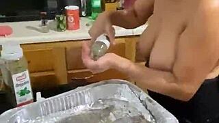 A steamy kitchen escapade from Anna Maria, a mature Latina