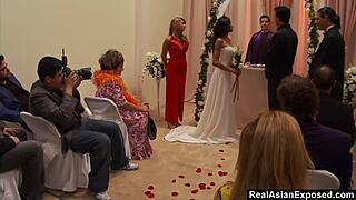 Real Asian babe kayla Carrera has sex on her wedding night with her husband and ejaculated all over her body
