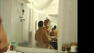 Bathroom play in free mature porn video