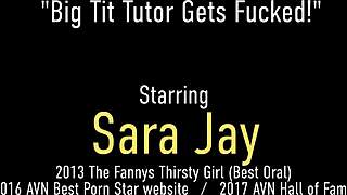 sara jay, the experienced cougar, handles a big black cock in her performance