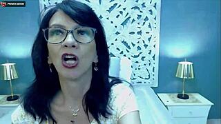 Mature woman performs on webcam, showing her body