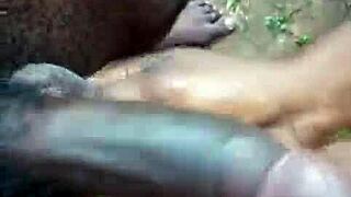 Tropical and fun mature couple outdoor sex