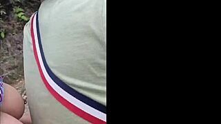 I get forced to show my huge natural tits in public by an amateur stepson and then fucked passionately on the street