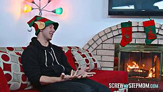 Brunette Milf Gives Christmas Oral Surprise