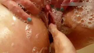 50 Plus Wife Shows Natural Tit Hangers And Washes Pussy In Shower