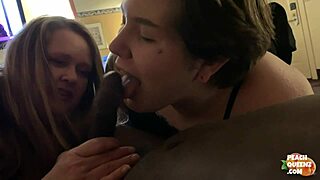 Peach Queenz BBWs Squirt And Get Sloppy On Big Black Cock Together!