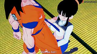 chichi is fucking gohan and goku in this threesome
