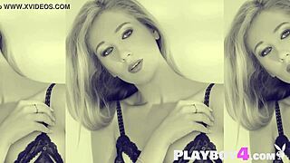 European blonde model marianna poses in lingerie before striptease
