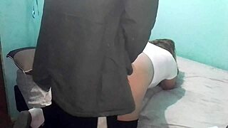 Bent over doggystyle with sexy milf on twin bed