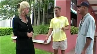 Cougar milf gets banged hard in wild threesome group