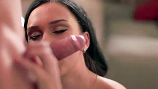 Erotic redhead milf gives super blowjob and handjob to mature couple in amateurs scene. She teases with her curvy body.