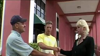 Cougar milf gets banged hard in wild threesome group