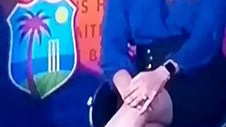 spicy indian tv anchor hosting cricket show with flair