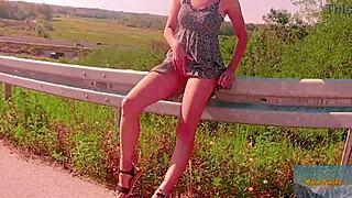 Naughty twins are having fun outdoor with their MILF friend