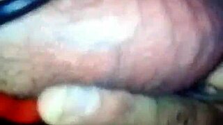 Oral pleasure to stepmom's mouth on my huge penis and offering hand job