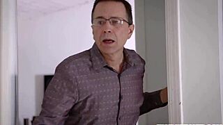 Stepson Starts Drilling Vanessa Cage Shaved Pussy