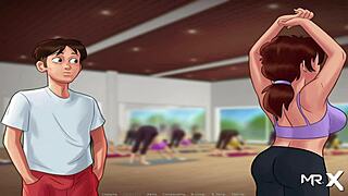 summertimesaga mature woman shows off yoga moves