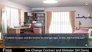 Sex change contract in anime game with m girl