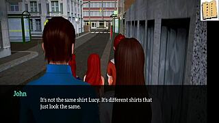 My new family 90: Redhead and Brunette in a homemade game.