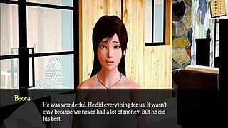 in my new family 96, the milf brunette has big tits and ass in erotic anime scene