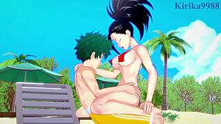 Momo Yaoyorozu And Kyoka Jiro Intense Sex With Izuku Midoriya In My Hero Academia Hentai Creampie