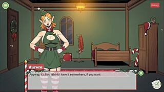 Naughty elf and sexy santa wife in xmas hentai game!