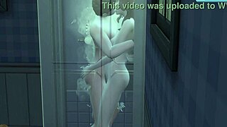A 3D animated video of a stepmother getting a back rub from her son