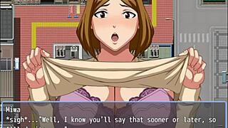 Does the lonely old man grab the milf neighbor's big ass in this hentai game?