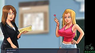 Anime teacher helps blonde teen 18+ in french class