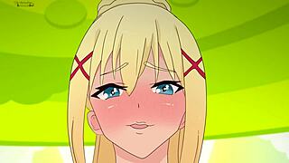 Darkness Lures Kazuma With Torn Tights For Doggy Fuck